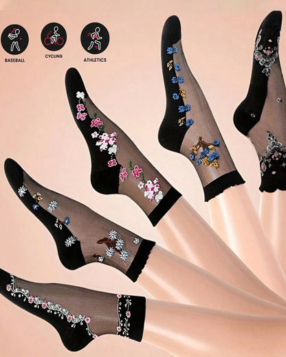 5-pack Women's Floral Jacquard Socks