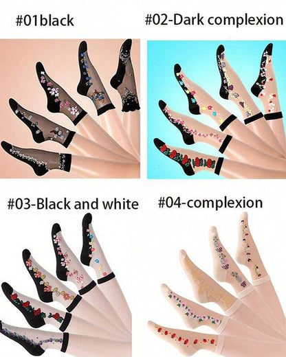 5-pack Women's Floral Jacquard Socks