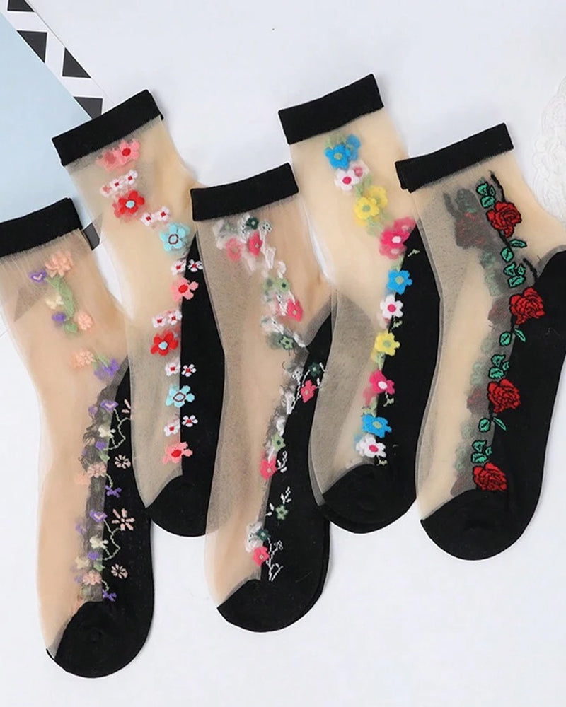 5-pack Women's Floral Jacquard Socks