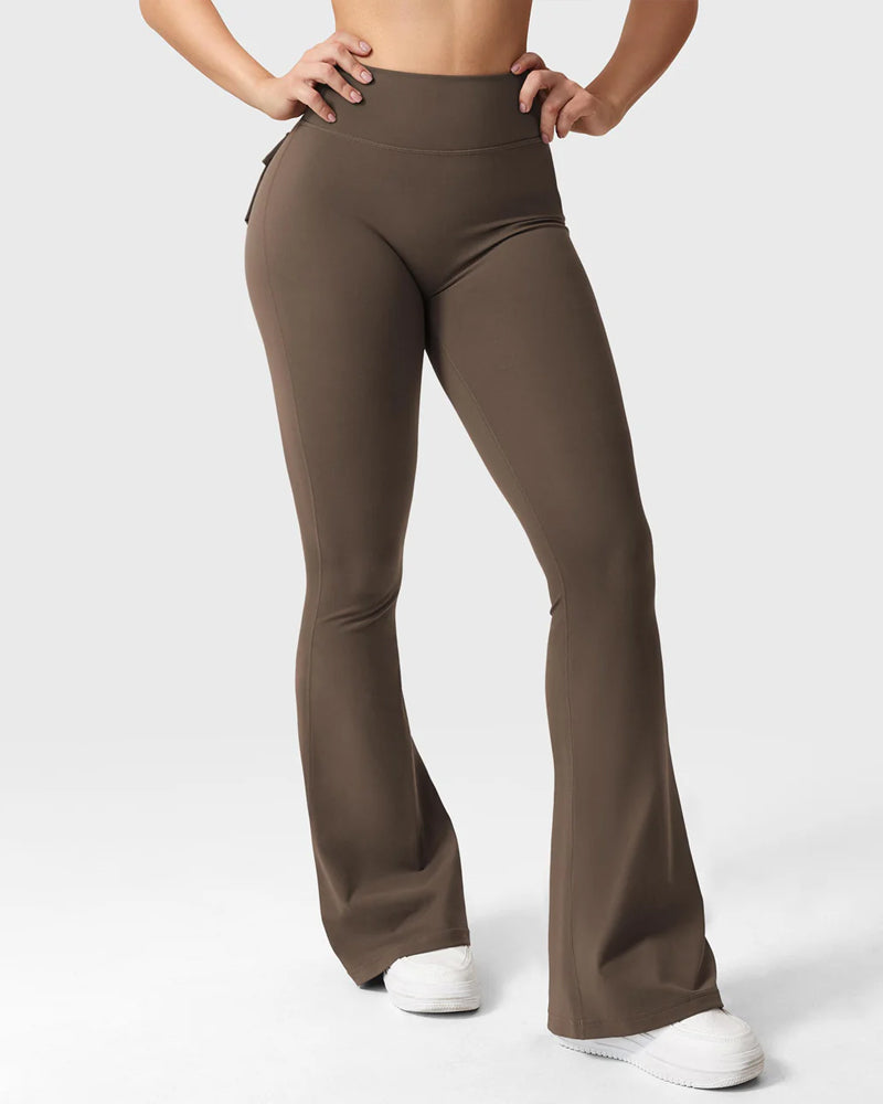 Women's Tummy Control Butt Lifting Pocket Flare Tight Yoga Pants
