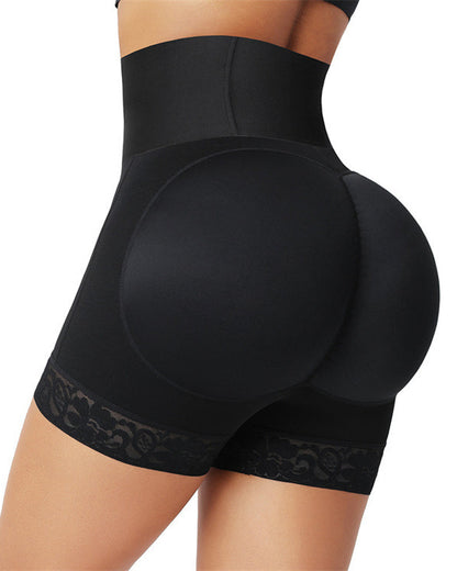 High-waisted Tummy-controlling, Hip-lifting Shapewear Shorts With Zippered Crotch