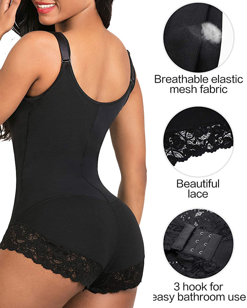 Women Shapewear Tummy Control Fajas Colombianas Body Shaper Zipper Open Bust Bodysuit