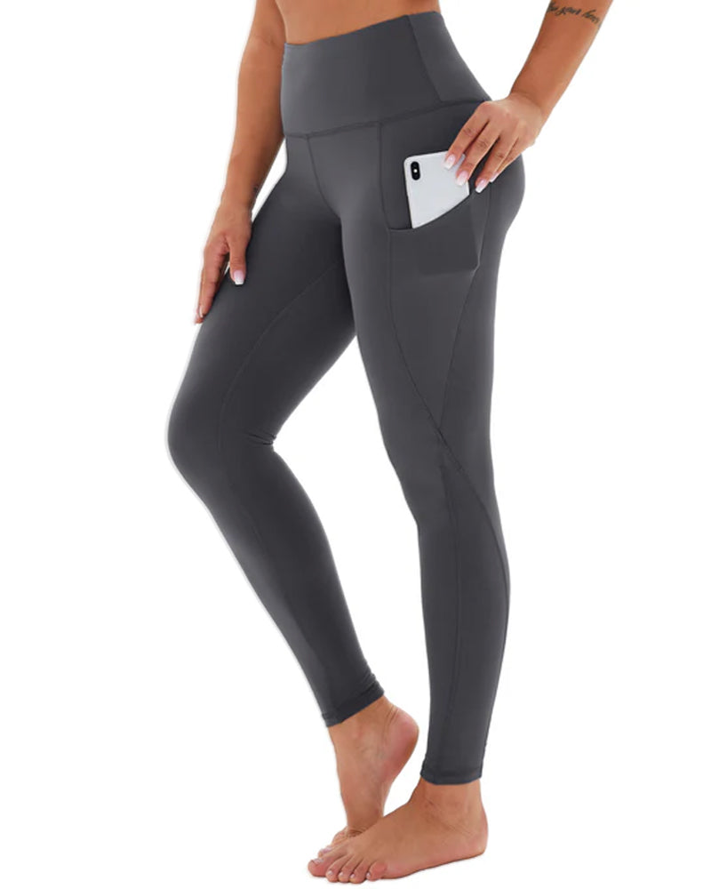 High-waisted Tummy-controlling Elastic Belt Pocket Tight Yoga Pants
