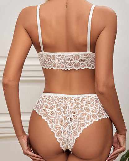 Sexy Lace Wireless Push-up Seamless Bra Set