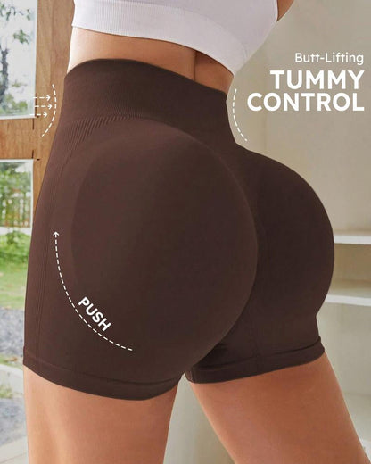 High Waist Tummy Control Side-Ribbed Butt-Lifting Seamless Shorts