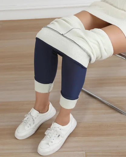Winter High Waist Elastic Thickened Warm Wool Lined Casual Sports Leggings
