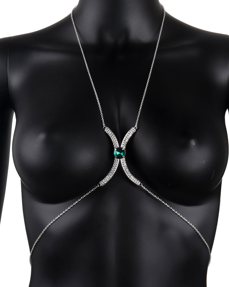 Fashion Sexy Diamond Studded Tassel Bra Necklace