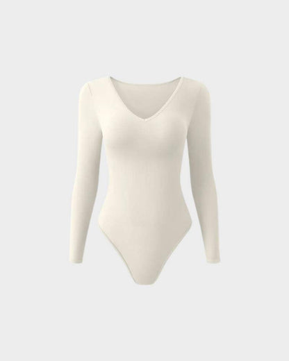 Floralshe® Sexy Ribbed V Neck Long Sleeve Bodysuits