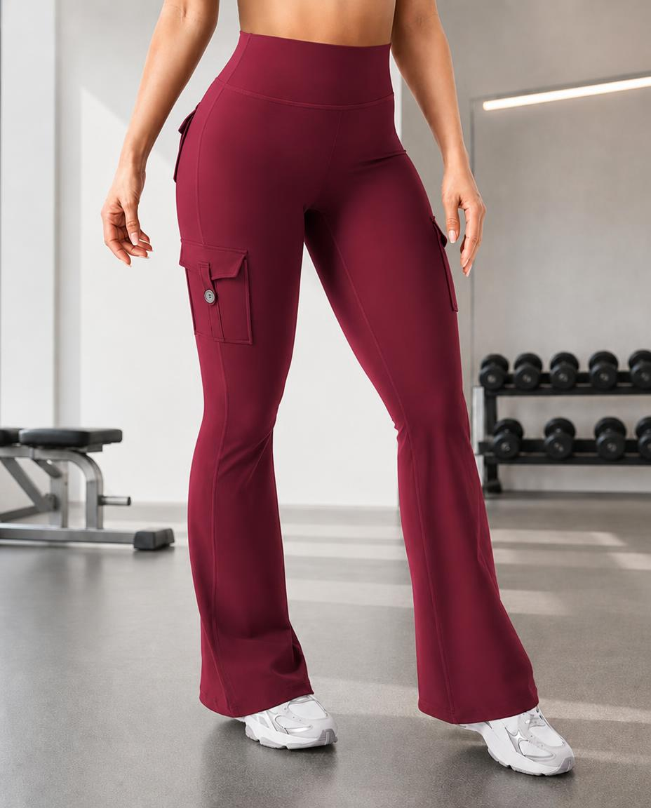 High Waist Tummy Control Hip Lift Flared Yoga Pants with Pockets