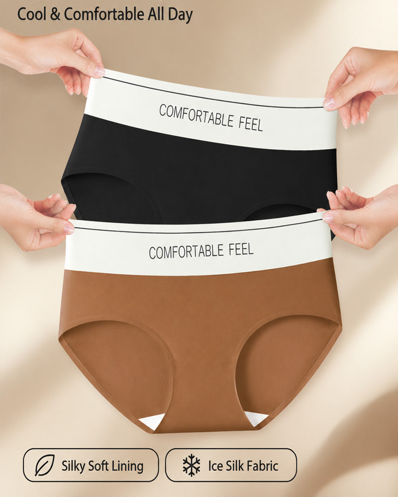 5-Pack High Waist Tummy Control Seamless Breathable Colorblock Briefs