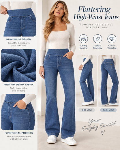 Casual High Waist Washed Bootcut Jeans