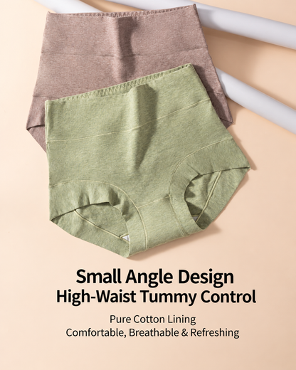 3-Pack Pure Cotton High Waist Tummy Control Antibacterial Elastic Boxer Briefs