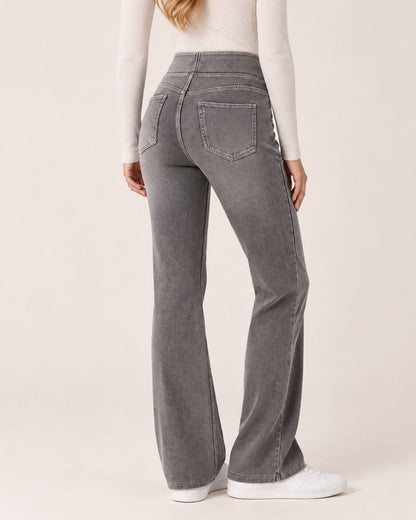 Casual High Waist Washed Bootcut Jeans
