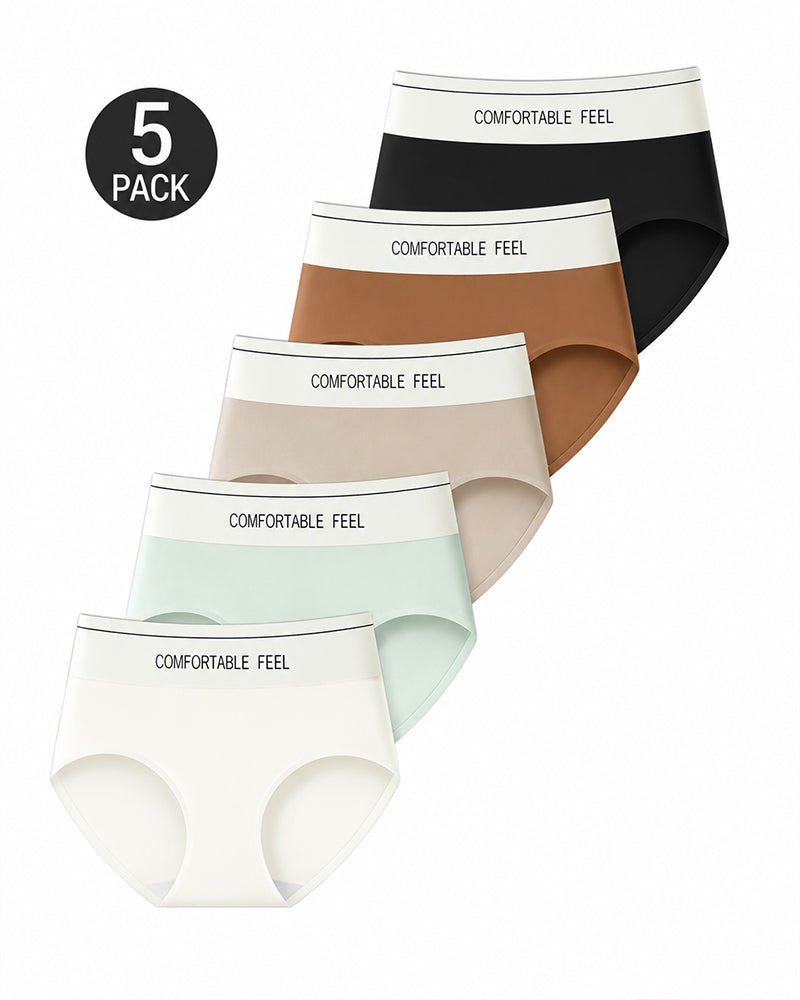 5-Pack High Waist Tummy Control Seamless Breathable Colorblock Briefs