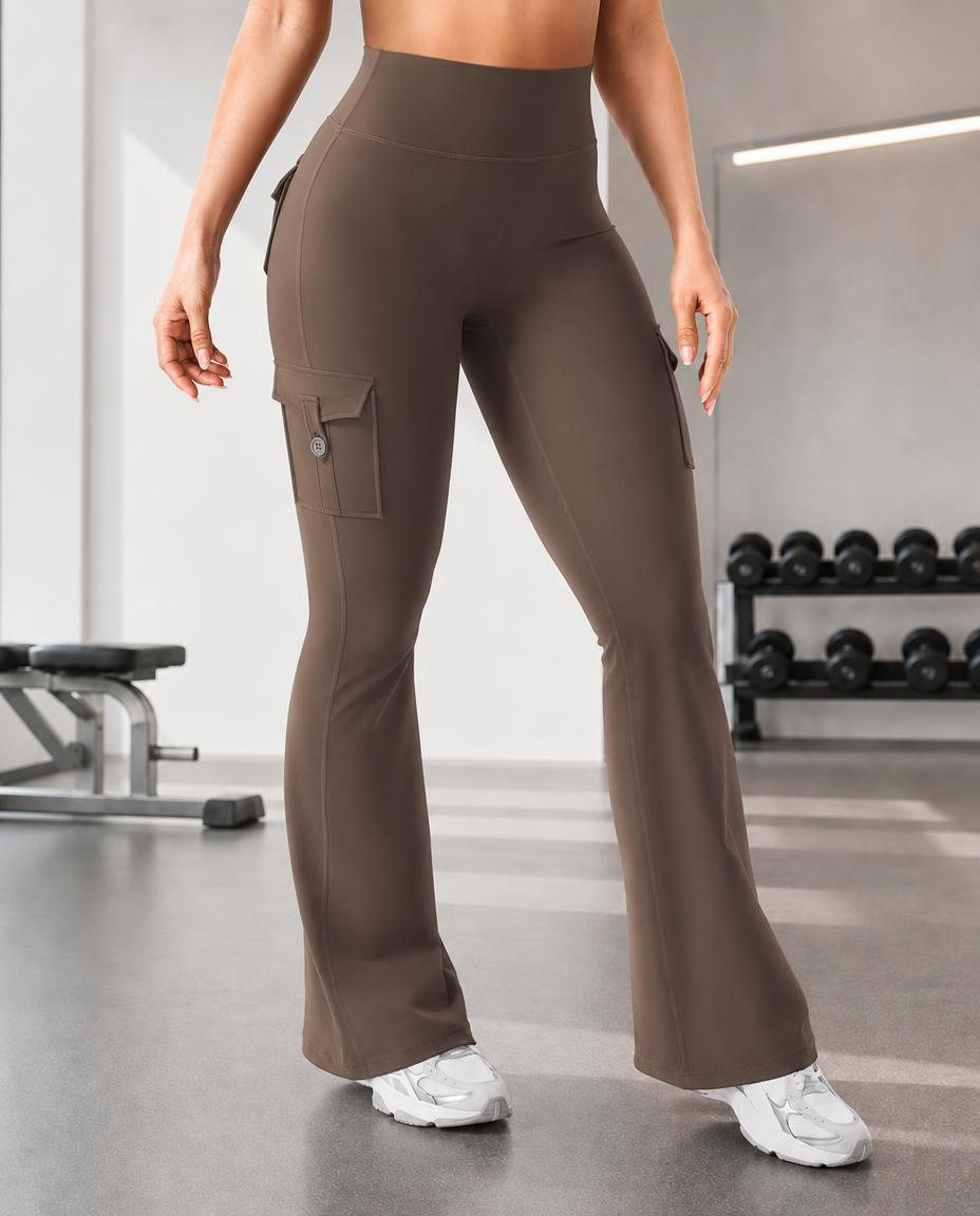 High Waist Tummy Control Hip Lift Flared Yoga Pants with Pockets