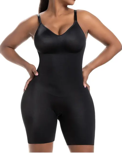 Comfy Tummy Control Shapewear Bodysuit Mid Thigh With Built-In Bra