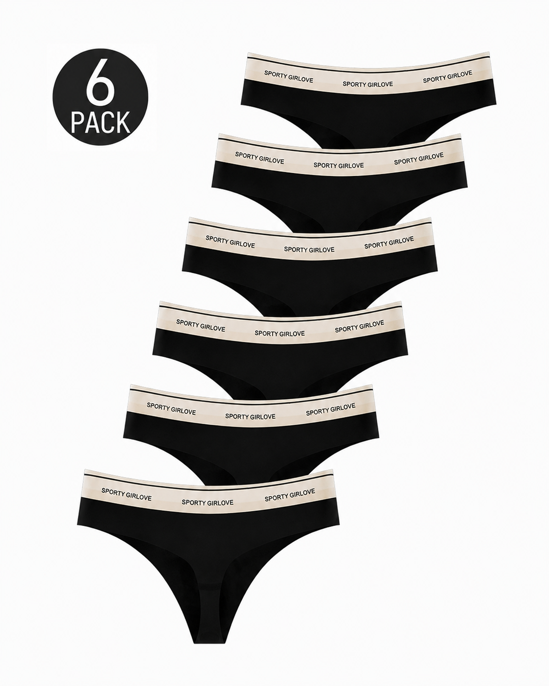 6-Pack Sexy Ice Silk Seamless Letter Colorblock Thongs