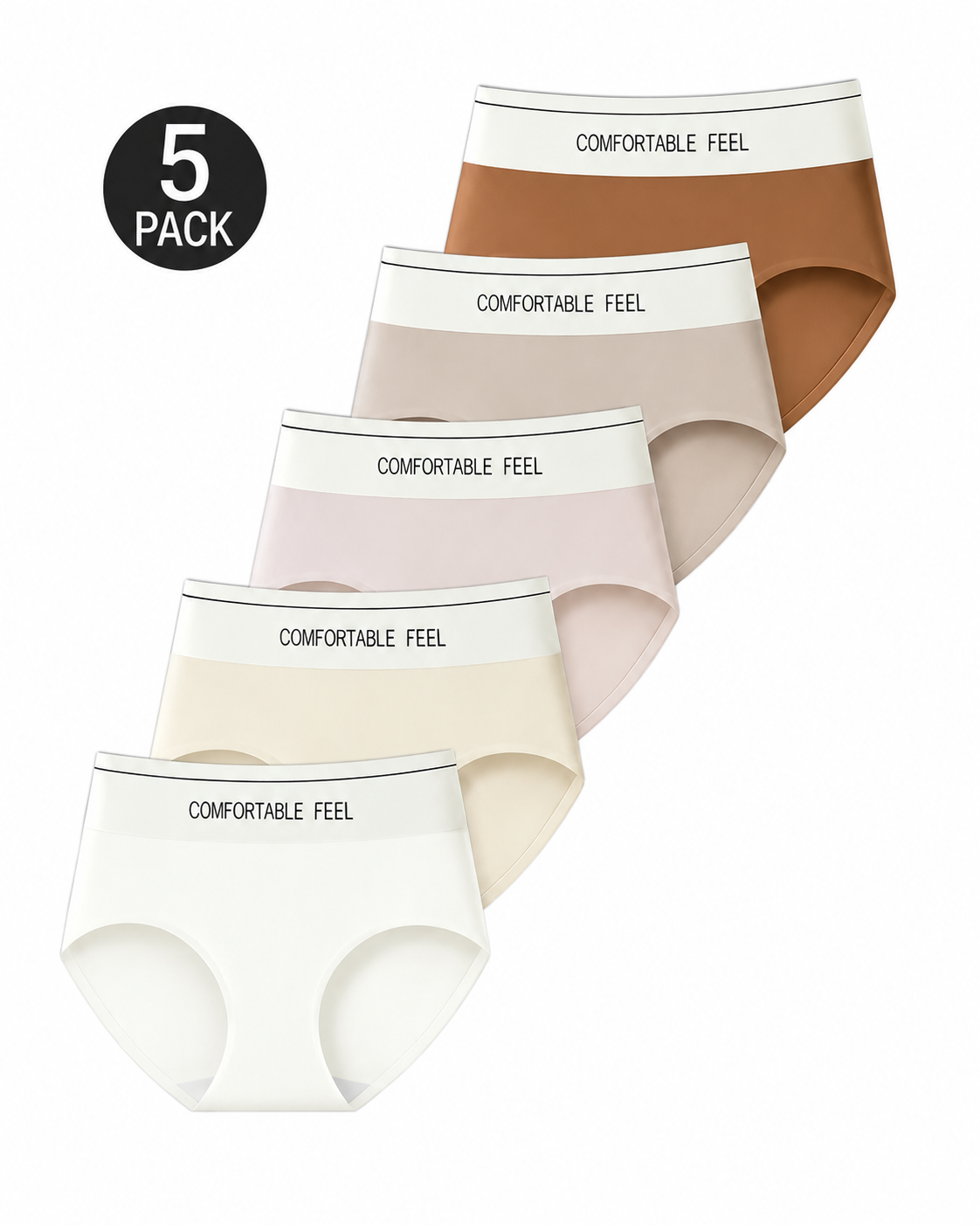 5-Pack High Waist Tummy Control Seamless Breathable Colorblock Briefs