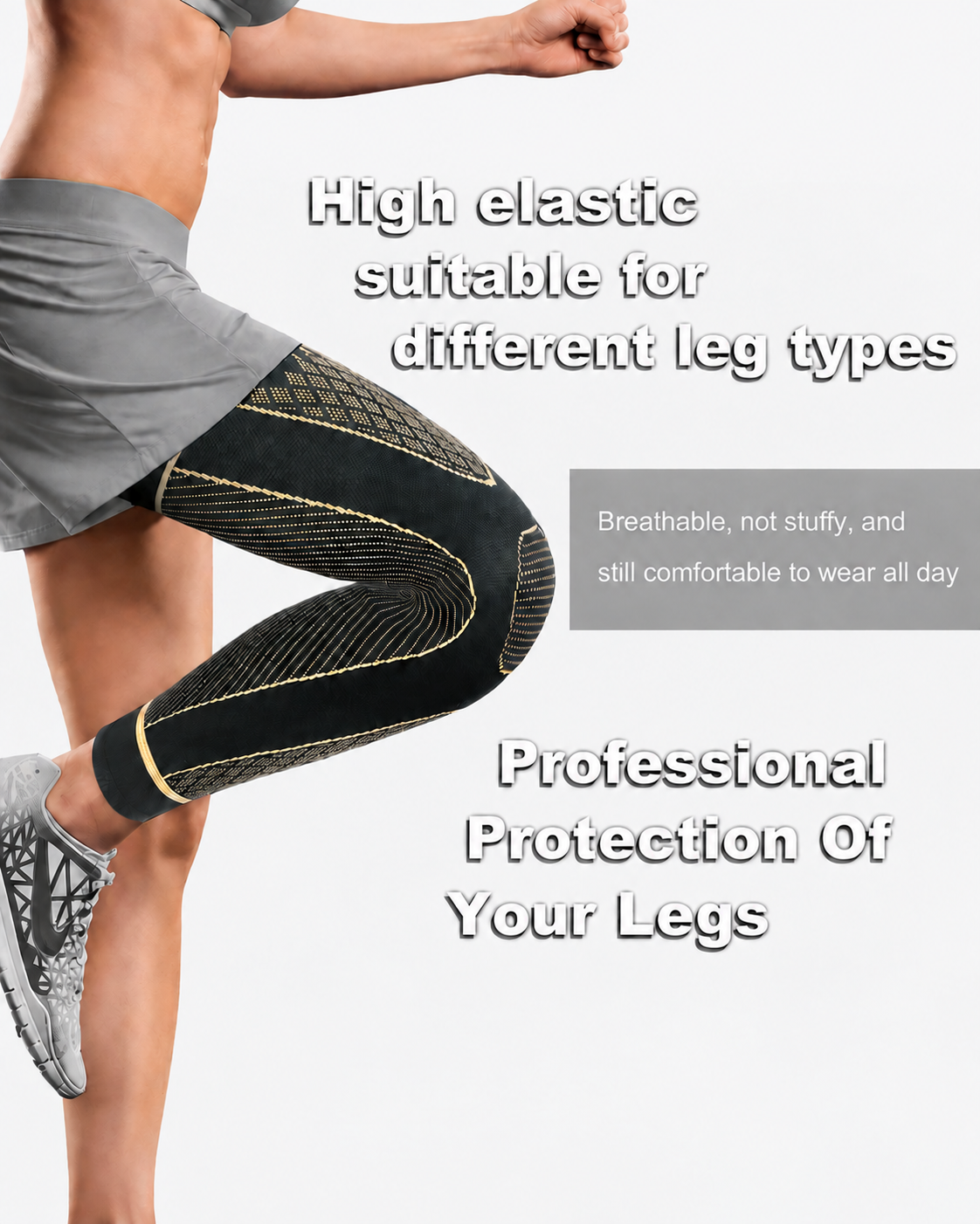 Anti-Slip Knee Pads Copper Fiber Compression Sports Leg Warmers