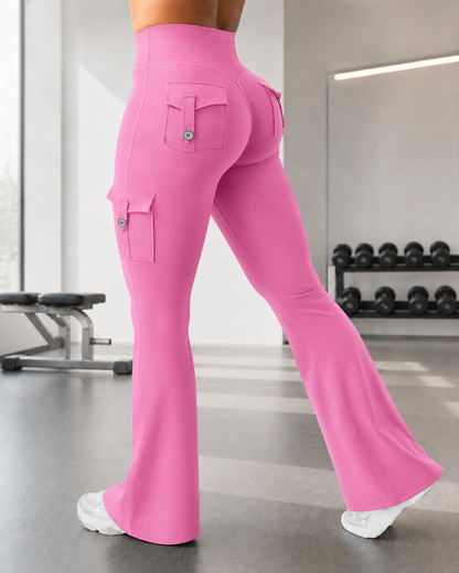 High Waist Tummy Control Hip Lift Flared Yoga Pants with Pockets