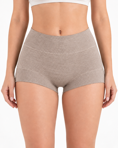 3-Pack Pure Cotton High Waist Tummy Control Antibacterial Elastic Boxer Briefs