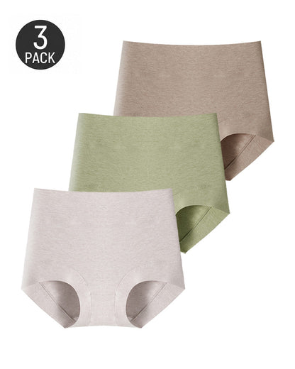 3-Pack Pure Cotton High Waist Tummy Control Antibacterial Elastic Boxer Briefs