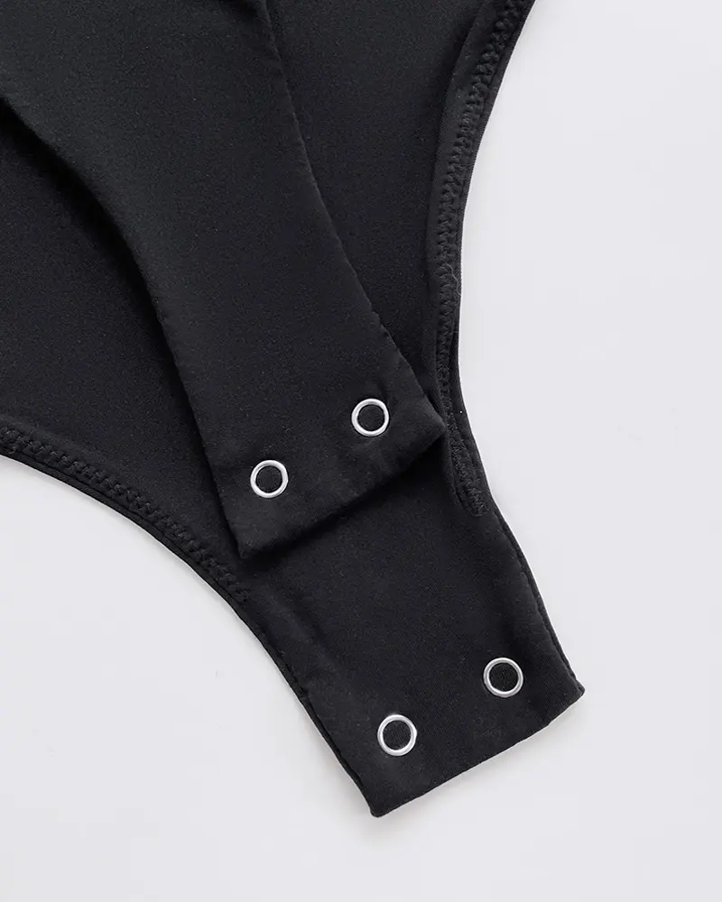 Sexy Long Sleeve Slim Fit Off Shoulder Bodysuit with Built-In Bra