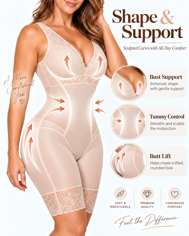 Lace Tummy Control Rear-Release Full Body Shapewear
