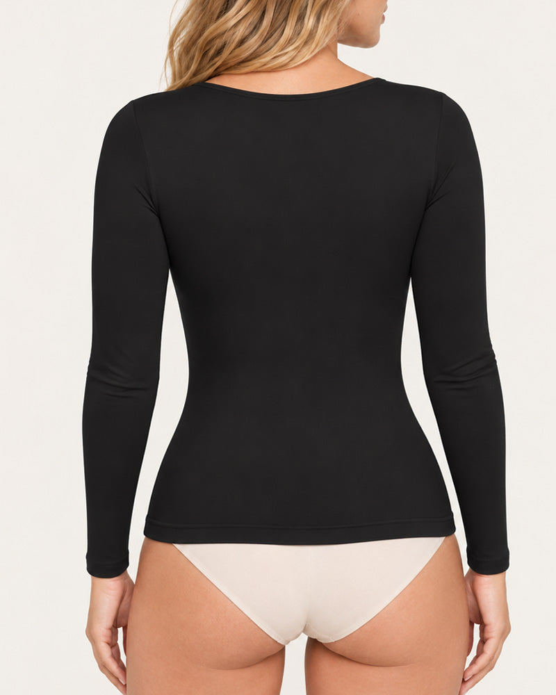 Women's V Neck Seamless Elastic Long Sleeve Shaping Top