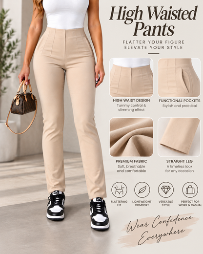 High-Waisted Tailored Straight-Leg Pants