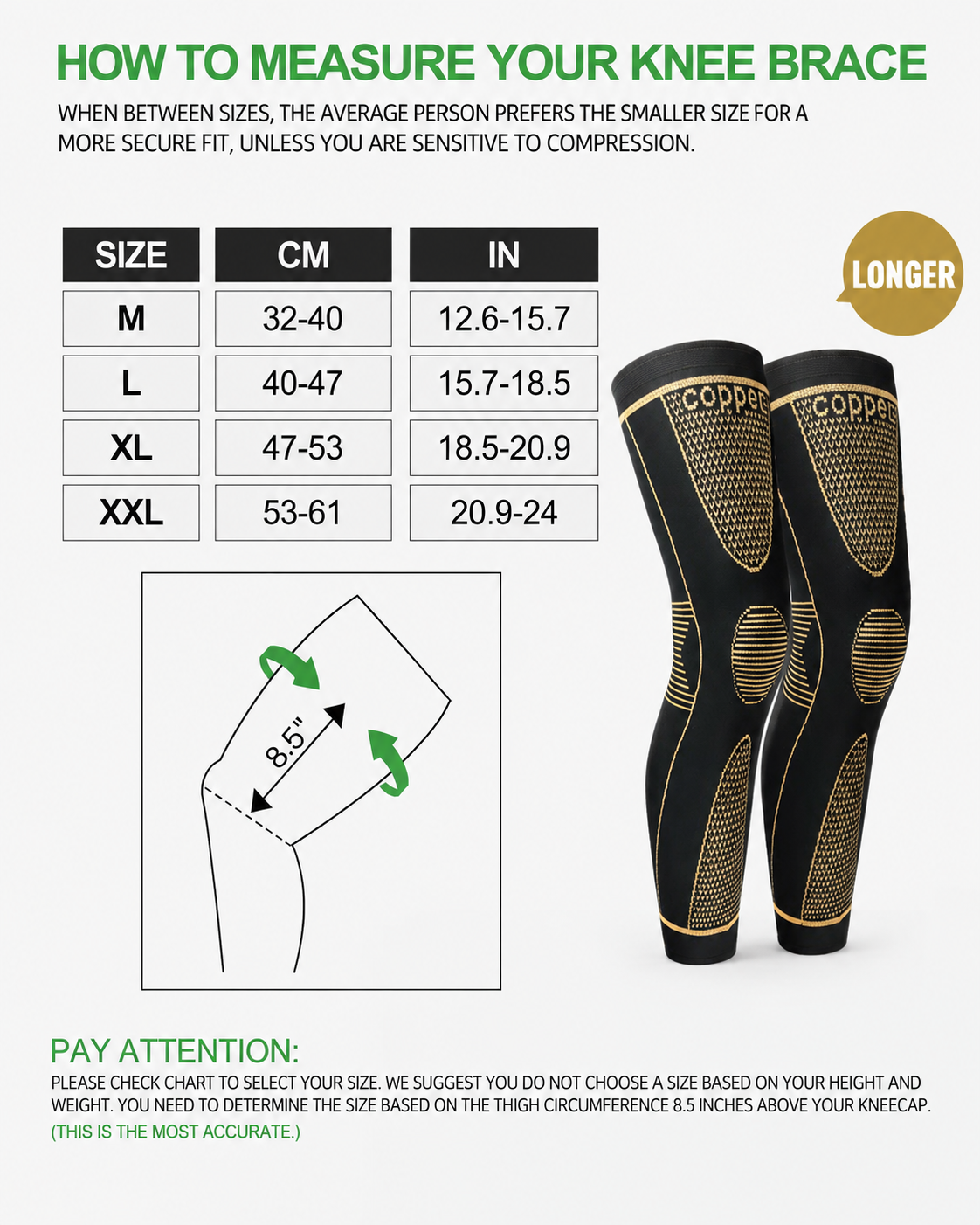 Anti-Slip Knee Pads Copper Fiber Compression Sports Leg Warmers