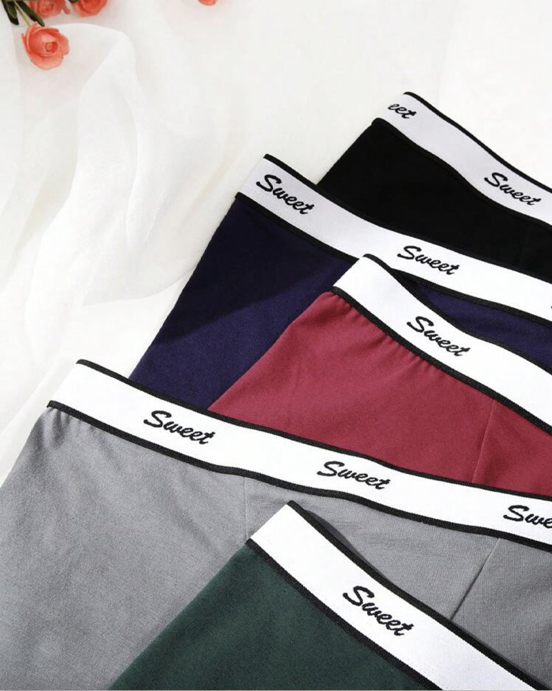 5-Pack Cotton Seamless Colorblock Letter Waistband Boxer Briefs
