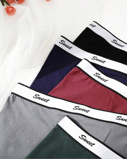 5-Pack Cotton Seamless Colorblock Letter Waistband Boxer Briefs