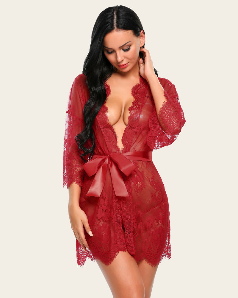 Lace Kimono Mesh Robe