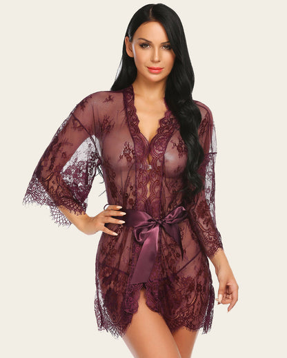 Lace Kimono Mesh Robe