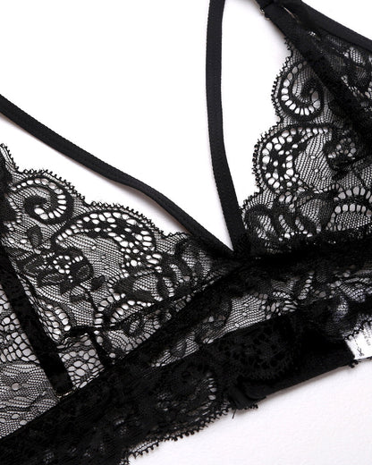 3 Piece Sets Lace Bralette, Skirt with Panty