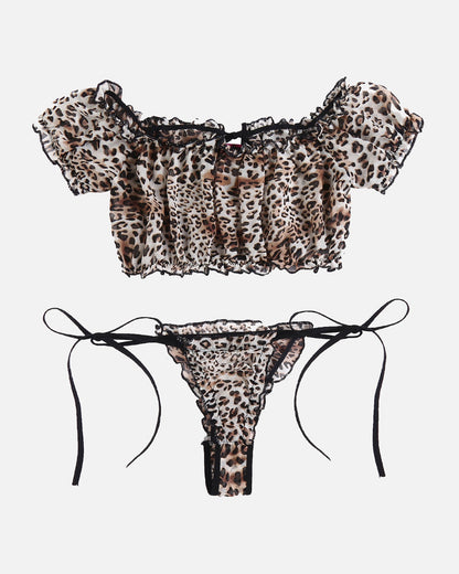 Floral Mesh Ruffle Lingerie Set