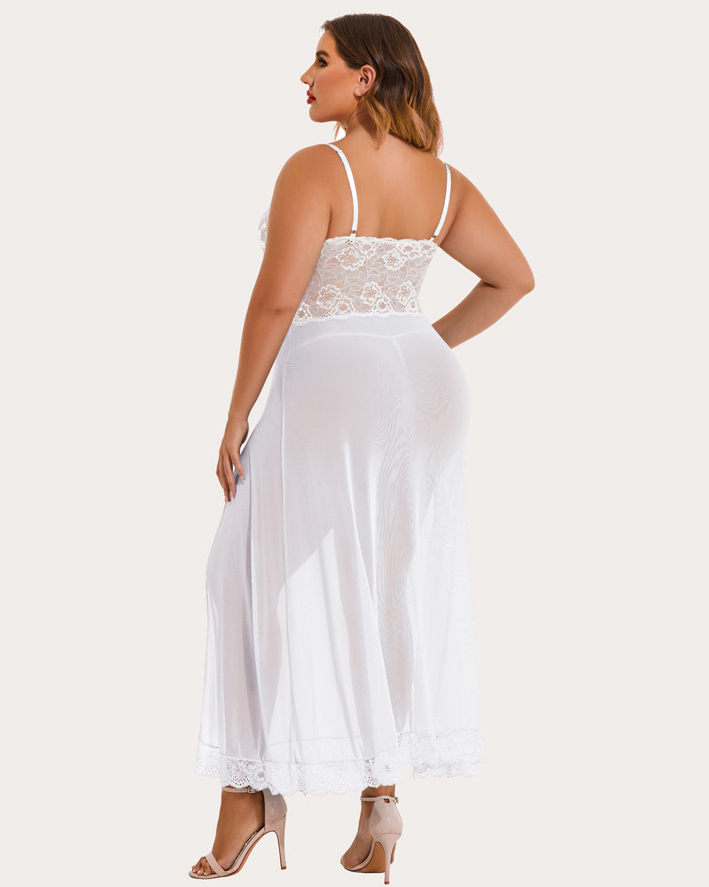 Plus Size Floral Side Slits Nightdress