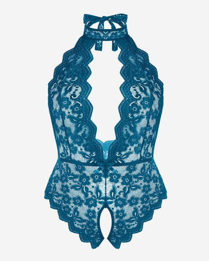 Plus Size Lace Halter Teddy