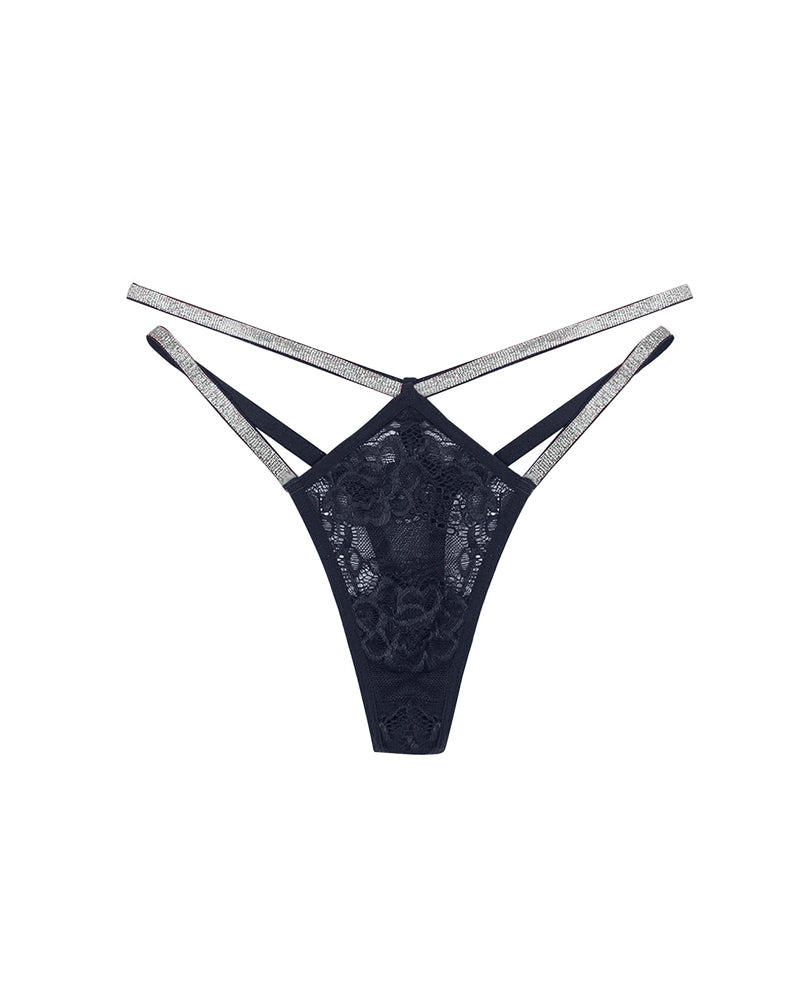 Sexy Lace Openwork Shiny Belt Low-rise Thong