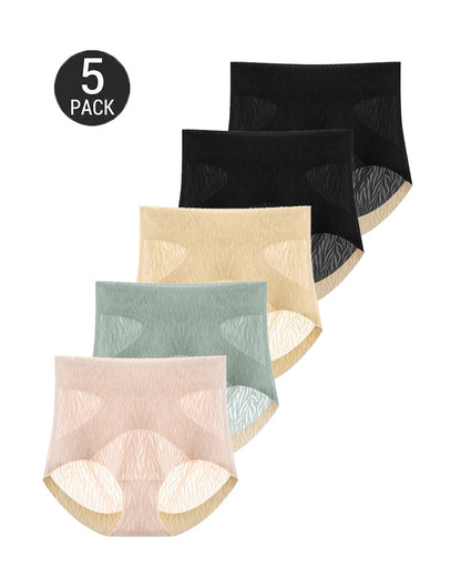 5-Pack High Waist Seamless Ice Silk Breathable Jacquard Panties