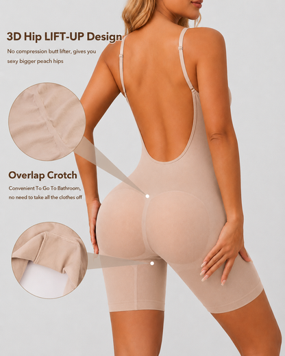 Deep V Seamless Tummy Control Hip Lift Backless Body Shapewear