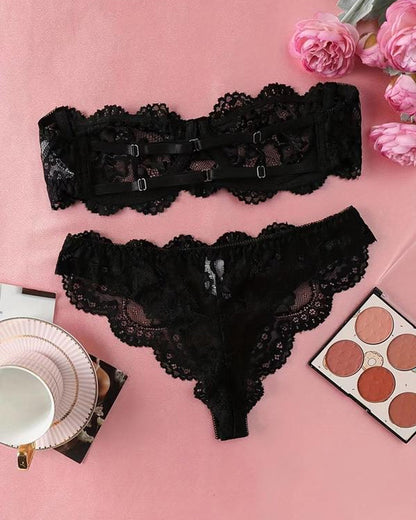 Women's Floral Lace Sexy Lingerie Breathable Comfort Underwear Set