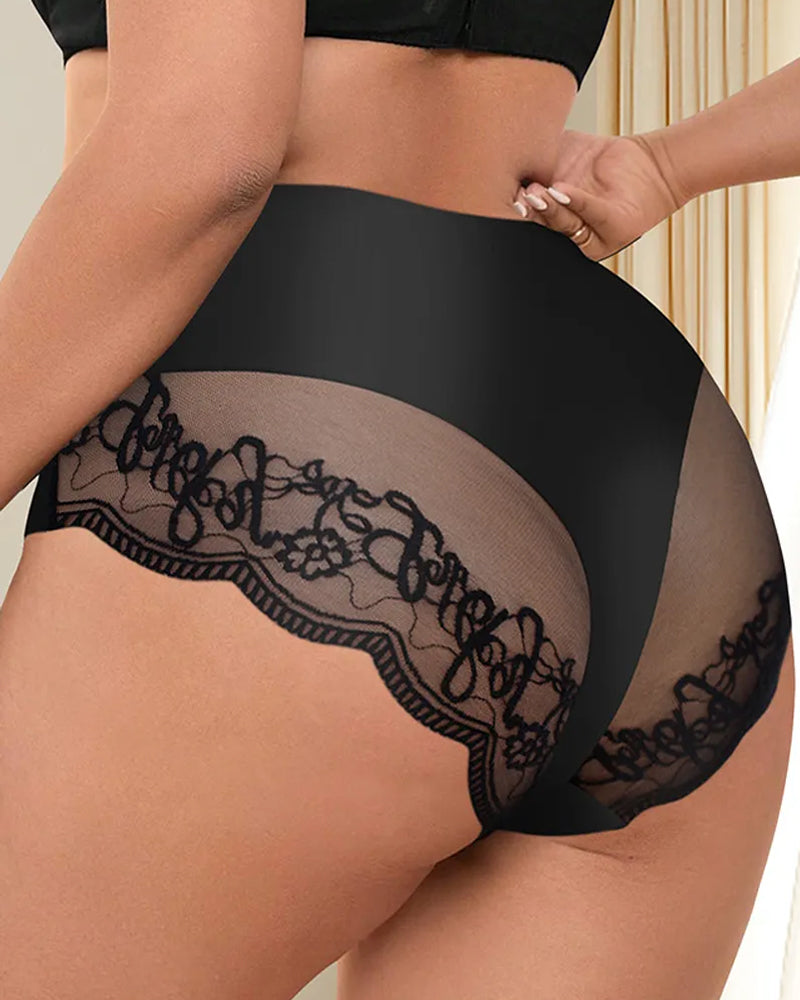Patchwork Lace Sexy Seamless Elastic Panties