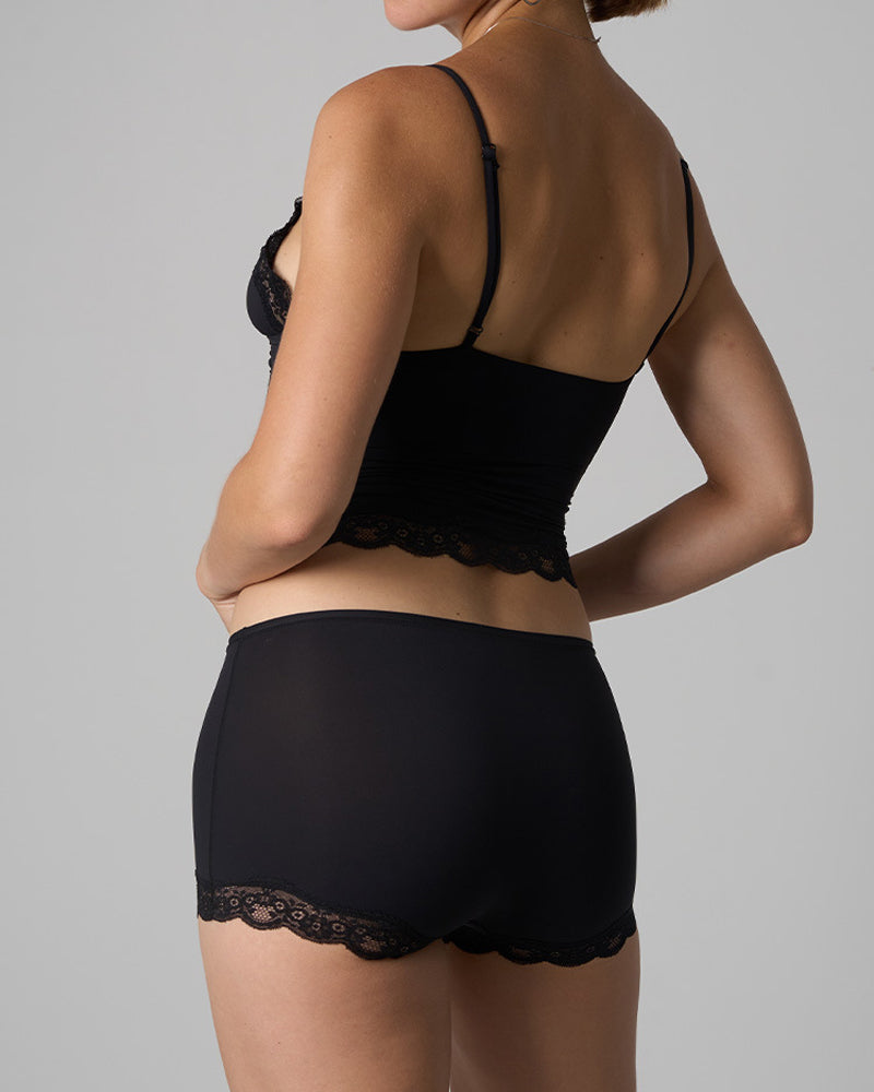 Sexy Skin-friendly Lace Trim V-neck Camisole and Boyshorts Underwear Set
