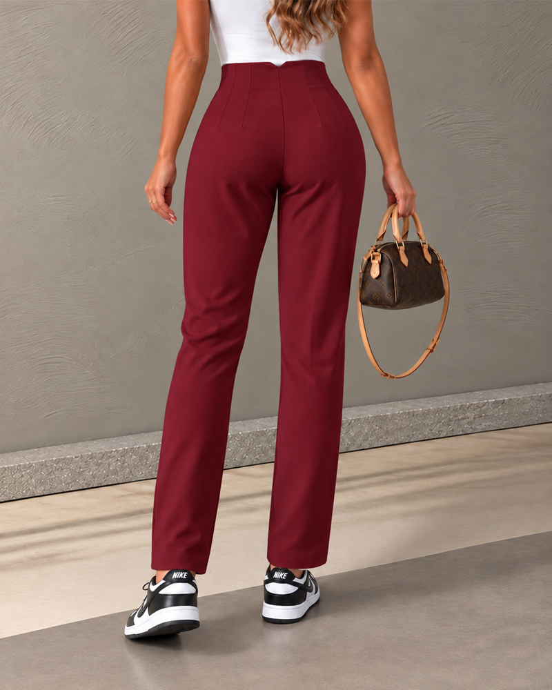 High-Waisted Tailored Straight-Leg Pants