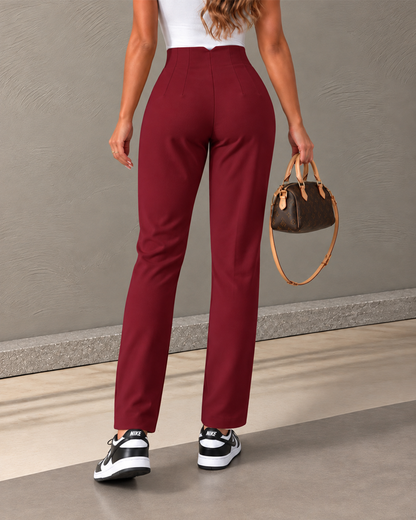 High-Waisted Tailored Straight-Leg Pants