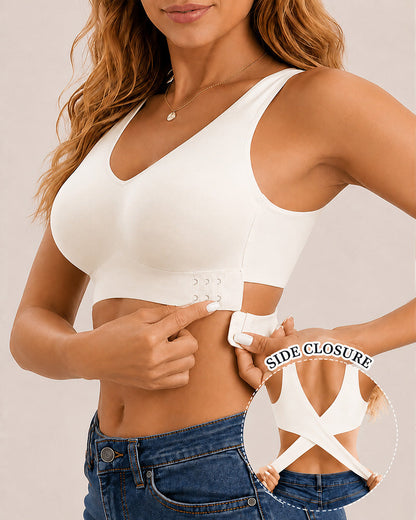 Seamless Front Closure Cross Back Push Up Bra