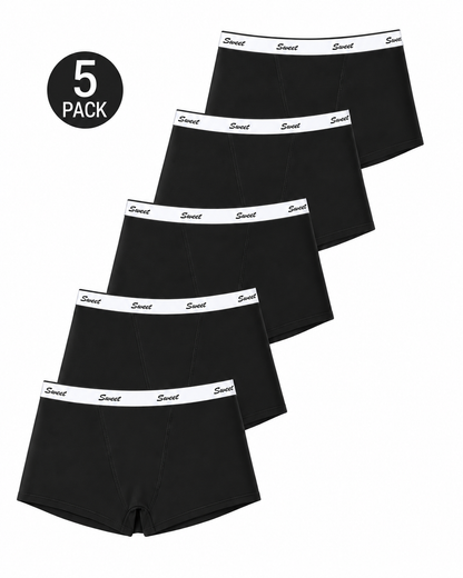 5-Pack Cotton Seamless Colorblock Letter Waistband Boxer Briefs