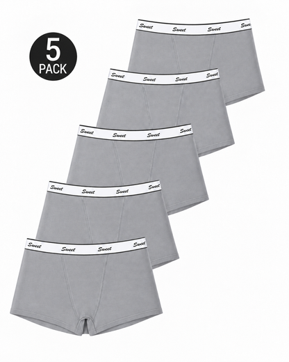 5-Pack Cotton Seamless Colorblock Letter Waistband Boxer Briefs